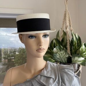 Saint Laurent White Glossy Wicker Boat Hat Sz S